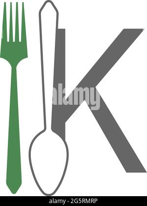 Letter K with fork and spoon logo icon design vector illustration Stock Vector