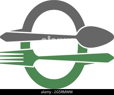 Letter O with fork and spoon logo icon design vector illustration Stock Vector