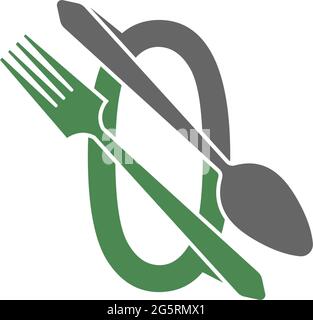 Number zero with fork and spoon logo icon design vector illustration Stock Vector