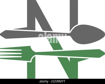 Letter N with fork and spoon logo icon design vector illustration Stock Vector