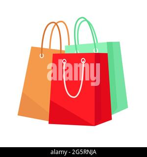 Paper bag. Eco-friendly shopping bags. Paper bags for gifts. Set paper bag. Gift wrapping shopping packaging. Stock Vector