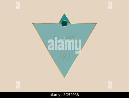 Sacred Geometry, Geometric triangles shape logo template, gold Flower of Life. Colorful Symbol of Harmony and Balance. Luxury green sign of purity. ve Stock Vector