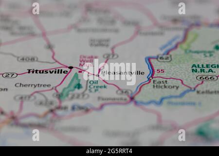 Pleasantville Pennsylvania USA shown on a Geography map or Road map Stock Photo