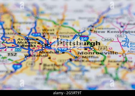 Pittsburgh Pennsylvania USA shown on a Geography map or Road map Stock Photo