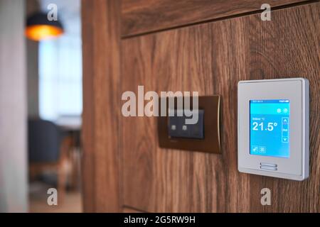 Room air conditioner touch screen panel Stock Photo