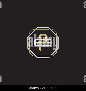 Initial letter overlapping interlock logo monogram line art style isolated on black background template Stock Vector