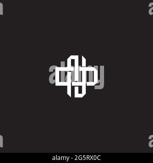 Initial letter overlapping interlock logo monogram line art style isolated on black background template Stock Vector