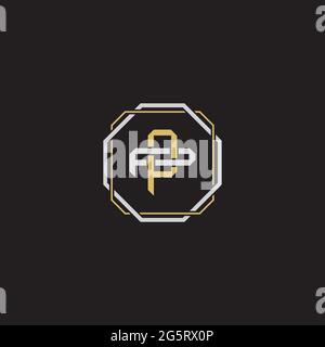 Initial letter overlapping interlock logo monogram line art style isolated on black background template Stock Vector