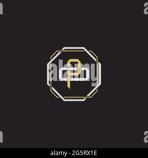 Initial letter overlapping interlock logo monogram line art style isolated on black background template Stock Vector