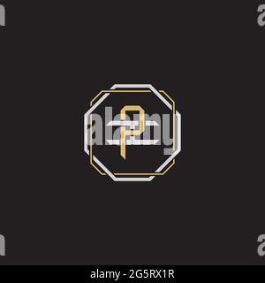 Initial letter overlapping interlock logo monogram line art style isolated on black background template Stock Vector