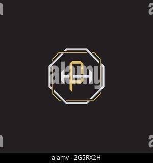 Initial letter overlapping interlock logo monogram line art style isolated on black background template Stock Vector