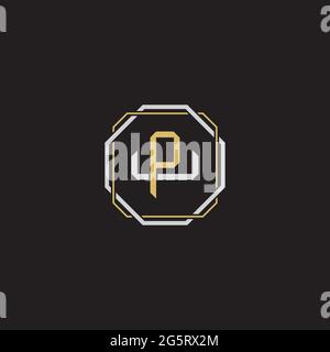 Initial letter overlapping interlock logo monogram line art style isolated on black background template Stock Vector