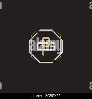 Initial letter overlapping interlock logo monogram line art style isolated on black background template Stock Vector