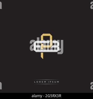 Initial letter overlapping interlock logo monogram line art style isolated on black background template Stock Vector