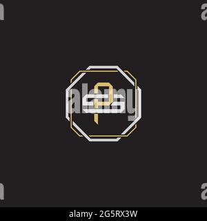 Initial letter overlapping interlock logo monogram line art style isolated on black background template Stock Vector