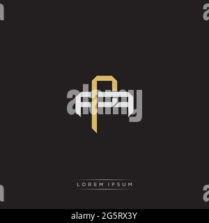 Initial letter overlapping interlock logo monogram line art style isolated on black background template Stock Vector