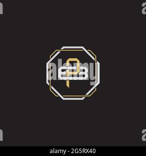 Initial letter overlapping interlock logo monogram line art style isolated on black background template Stock Vector