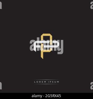 Initial letter overlapping interlock logo monogram line art style isolated on black background template Stock Vector