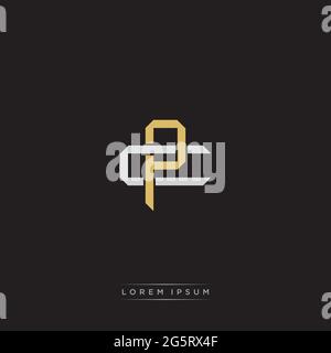 Initial letter overlapping interlock logo monogram line art style isolated on black background template Stock Vector