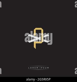 Initial letter overlapping interlock logo monogram line art style isolated on black background template Stock Vector