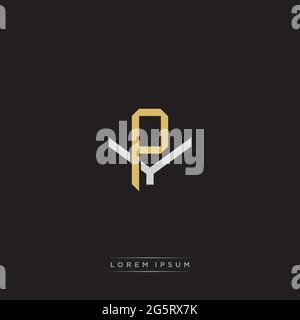 Initial letter overlapping interlock logo monogram line art style isolated on black background template Stock Vector