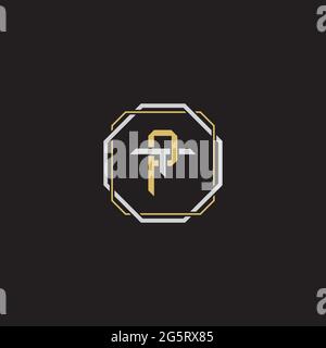 Initial letter overlapping interlock logo monogram line art style isolated on black background template Stock Vector