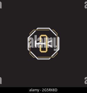 Initial letter overlapping interlock logo monogram line art style isolated on black background template Stock Vector