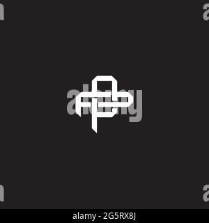 Initial letter overlapping interlock logo monogram line art style isolated on black background template Stock Vector
