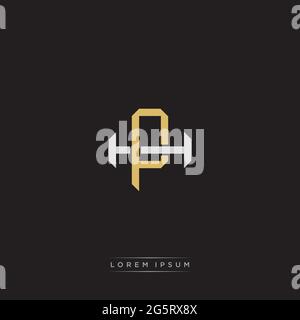 Initial letter overlapping interlock logo monogram line art style isolated on black background template Stock Vector