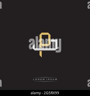 Initial letter overlapping interlock logo monogram line art style isolated on black background template Stock Vector