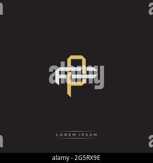 Initial letter overlapping interlock logo monogram line art style isolated on black background template Stock Vector