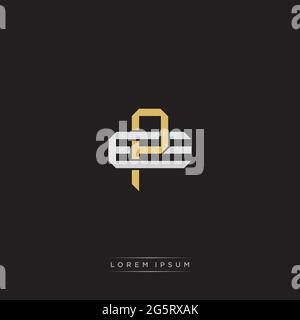 Initial letter overlapping interlock logo monogram line art style isolated on black background template Stock Vector