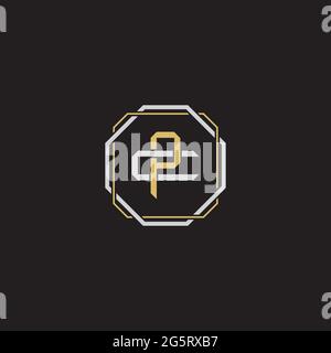 Initial letter overlapping interlock logo monogram line art style isolated on black background template Stock Vector