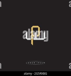 Initial letter overlapping interlock logo monogram line art style isolated on black background template Stock Vector