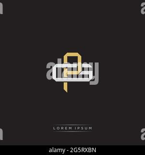 Initial letter overlapping interlock logo monogram line art style isolated on black background template Stock Vector