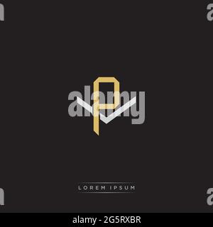 Initial letter overlapping interlock logo monogram line art style isolated on black background template Stock Vector