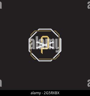 Initial letter overlapping interlock logo monogram line art style isolated on black background template Stock Vector
