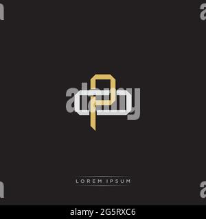 Initial letter overlapping interlock logo monogram line art style isolated on black background template Stock Vector