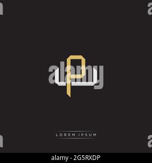 Initial letter overlapping interlock logo monogram line art style isolated on black background template Stock Vector