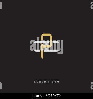 Initial letter overlapping interlock logo monogram line art style isolated on black background template Stock Vector