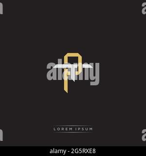 Initial letter overlapping interlock logo monogram line art style isolated on black background template Stock Vector