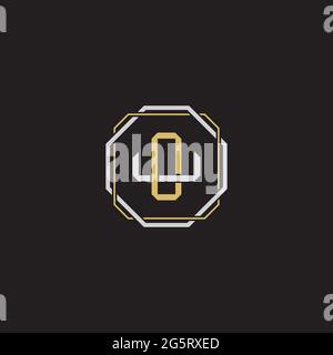 Initial letter overlapping interlock logo monogram line art style isolated on black background template Stock Vector