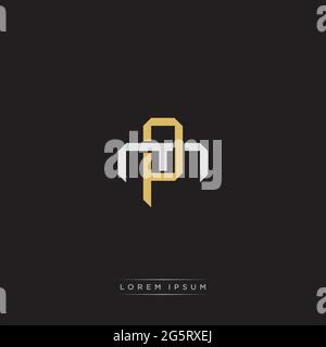 Initial letter overlapping interlock logo monogram line art style isolated on black background template Stock Vector