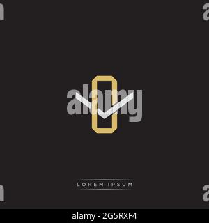 Initial letter overlapping interlock logo monogram line art style isolated on black background template Stock Vector