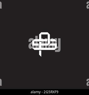 Initial letter overlapping interlock logo monogram line art style isolated on black background template Stock Vector