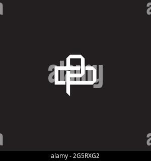 Initial letter overlapping interlock logo monogram line art style isolated on black background template Stock Vector