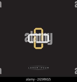Initial letter overlapping interlock logo monogram line art style isolated on black background template Stock Vector