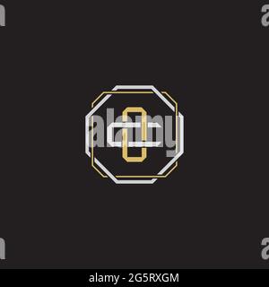 Initial letter overlapping interlock logo monogram line art style isolated on black background template Stock Vector