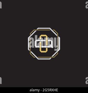 Initial letter overlapping interlock logo monogram line art style isolated on black background template Stock Vector