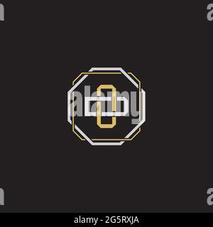 Initial letter overlapping interlock logo monogram line art style isolated on black background template Stock Vector